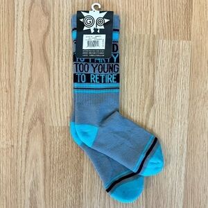 FUNNY SOCKS Too Young To Retire Unisex High Socks